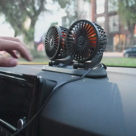 Mini ventilador de auto doble cabezal 360 Portátil 12v